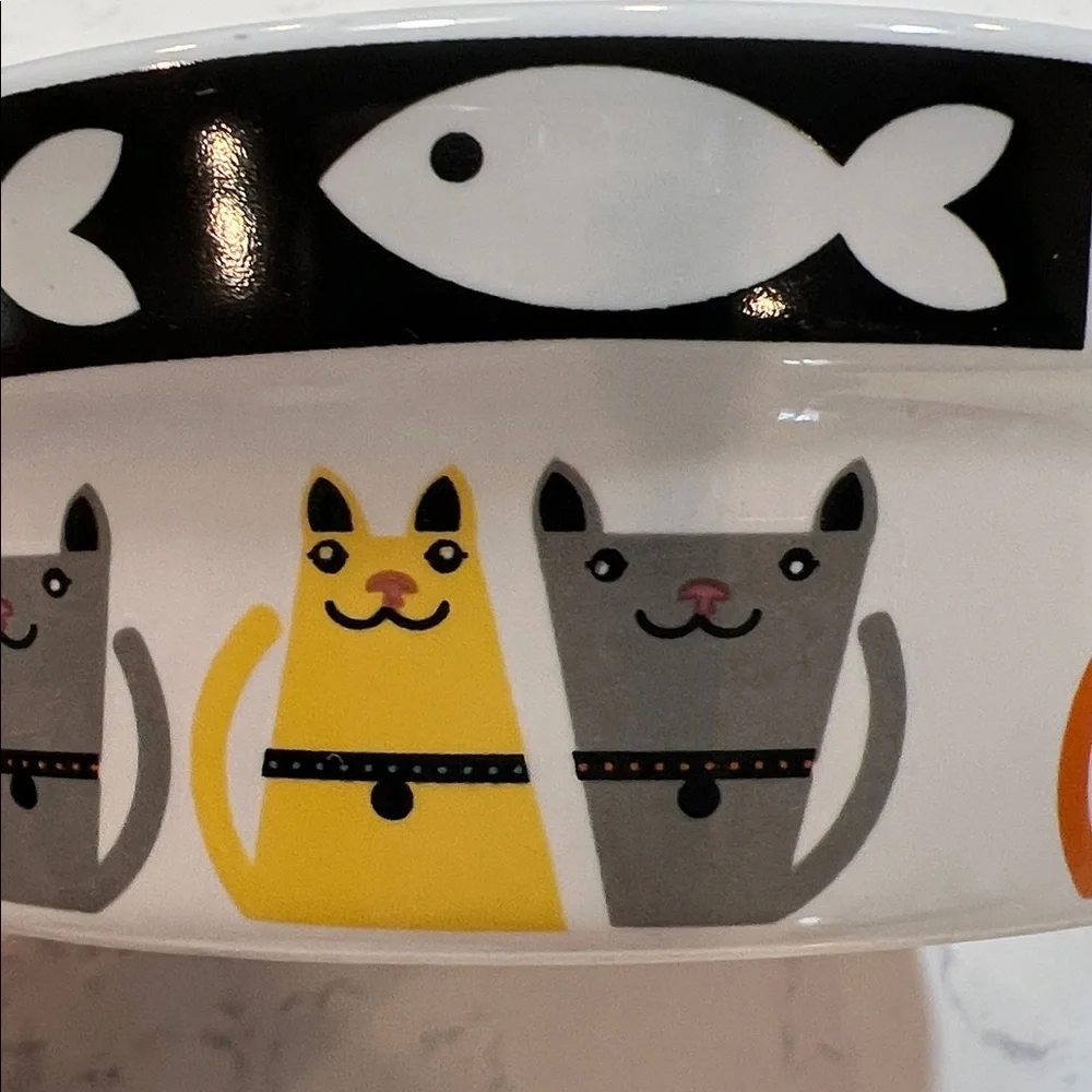 Harmony Tough Guys Ceramic Cat Bowl 1.75
